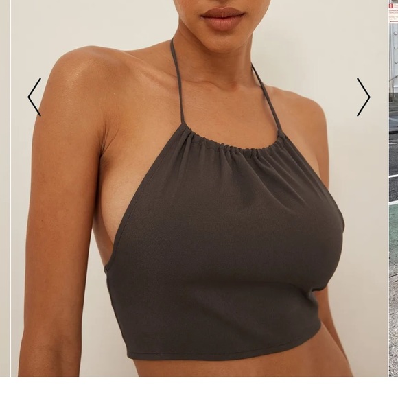 NA-KD Tie Halterneck Cropped Top - Picture 3 of 4